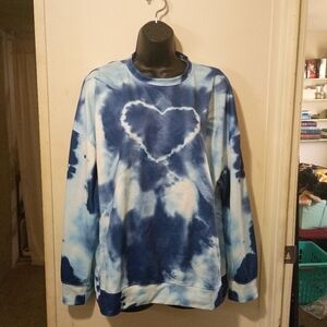 Blue Tie-Dye Heart Sweater